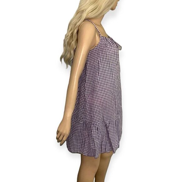 ANGIE Flounce Hem Minidress In Lilac Check Size Medium NEW - Picture 8 of 15